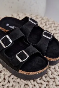 PE1 Dámske sandále na masívnej platforme so sponami čierne Aramia