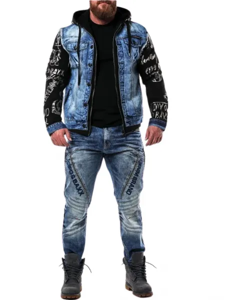 Pánska bunda CIPO & BAXX CJ181 Farba: Modrá, Konfekčná veľkosť: M