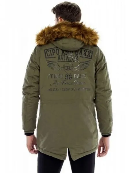 Pánska bunda CIPO & BAXX CM150 KHAKI Farba: Zelená, Konfekčná veľkosť: M