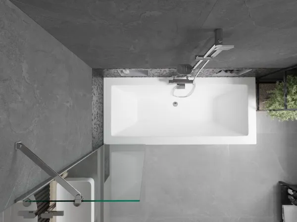 MEXEN/S - Cube obdĺžniková vaňa 170 x 80 cm s panelom + vaňová zástena 50, transparent, chróm 550517080X9505000001