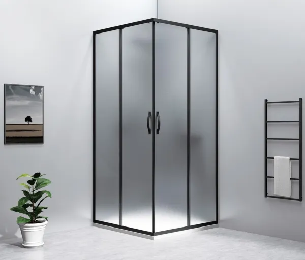 GELCO - SIGMA SIMPLY BLACK sprchové dvere posuvné pre rohový vstup 1000 sklo BRICK GS2410B