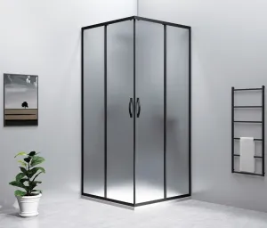 GELCO - SIGMA SIMPLY BLACK sprchové dvere posuvné pre rohový vstup 1000 sklo BRICK GS2410B