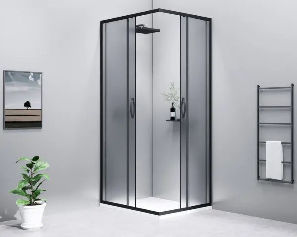 GELCO - SIGMA SIMPLY BLACK sprchové dvere posuvné pre rohový vstup 1000 sklo BRICK GS2410B