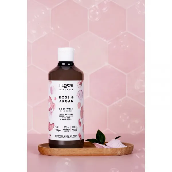 I Love Naturals Rose & Argan opojný sprchový gél s vôňou ruží 500 ml