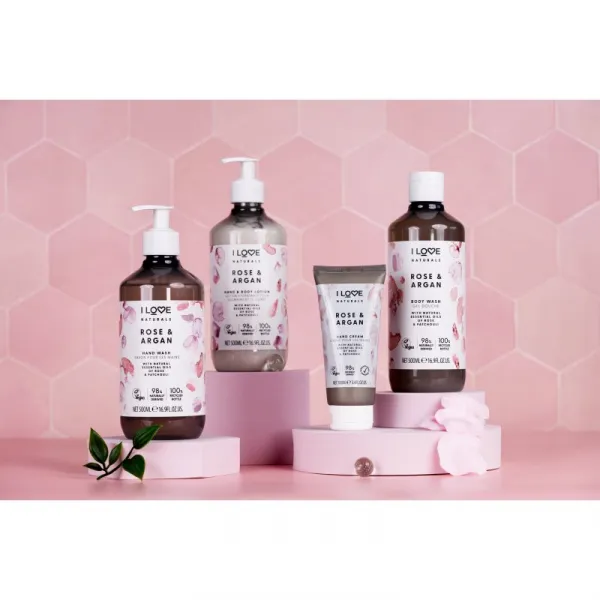 I Love Naturals Rose & Argan opojný sprchový gél s vôňou ruží 500 ml