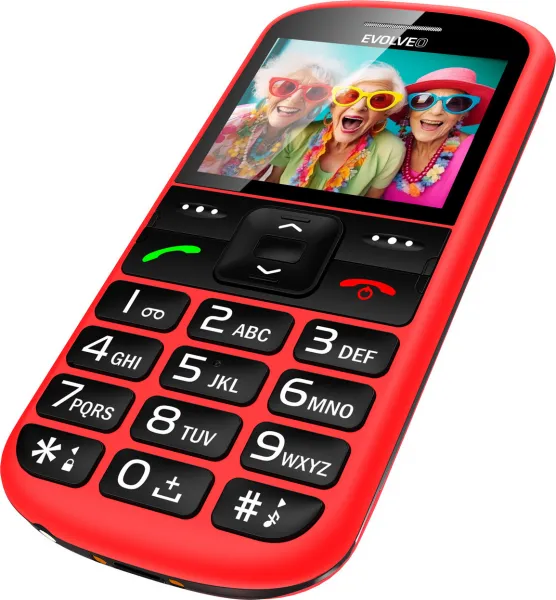 EVOLVEO EasyPhone XS, mobilný telefón pre seniorov, červený