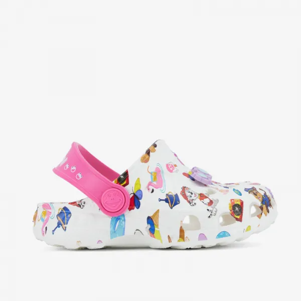 Dievčenské kroksy (rekreačná obuv) COQUI Little Frog Paw Patrol + Amulet K white light fuchsia