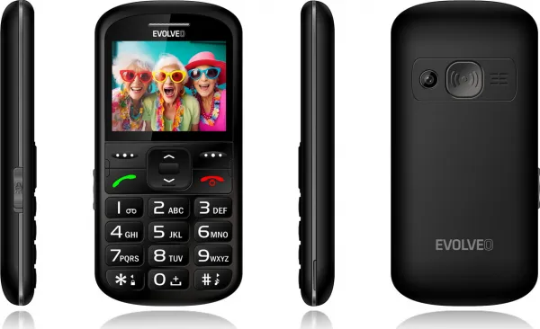 EVOLVEO EasyPhone XS, mobilný telefón pre seniorov, čierny
