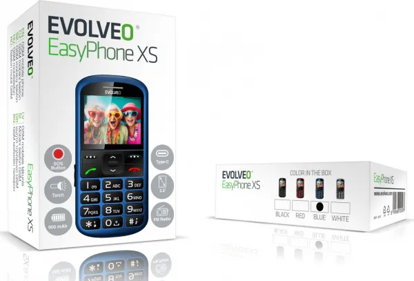 EVOLVEO EasyPhone XS, mobilný telefón pre seniorov, modrý