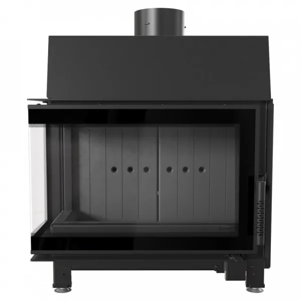 Kratki SIMPLE S BS čierné ohnisko - krbová vložka rohová, ľavé presklenie SIMPLE/S/L/BS/BLACK