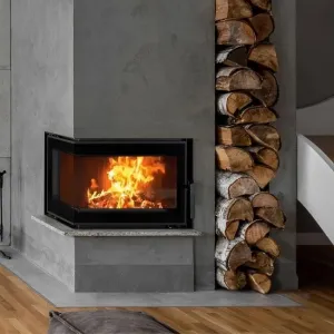 Kratki SIMPLE S BS čierné ohnisko - krbová vložka rohová, ľavé presklenie SIMPLE/S/L/BS/BLACK
