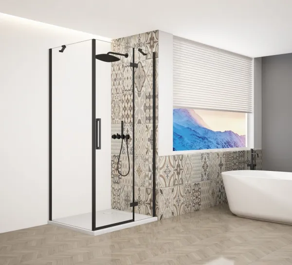GELCO - TRINITY BLACK štvorcový kút 800x800 pravý, číre sklo, GT5680-80CR-B GT5680-80CR-B