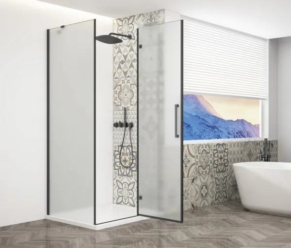 GELCO - TRINITY BLACK štvorcový kút 800x800 pravý, matné sklo, GT5680-80MR-B GT5680-80MR-B