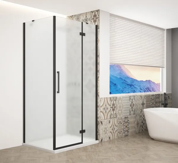 GELCO - TRINITY BLACK štvorcový kút 800x800 pravý, matné sklo, GT5680-80MR-B GT5680-80MR-B