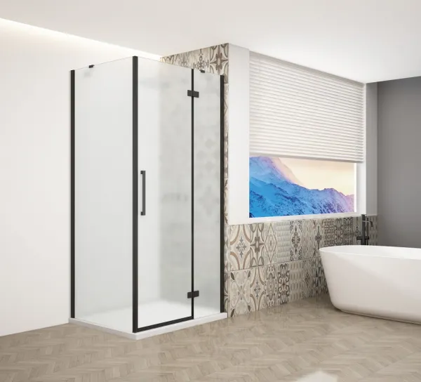 GELCO - TRINITY BLACK štvorcový kút 800x800 pravý, matné sklo, GT5680-80MR-B GT5680-80MR-B