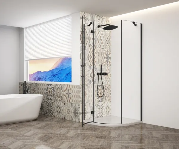 GELCO TRINITY BLACK štvrťkruhový kút 900x900 ľavý, číre sklo, GT6590CL-B GT6590CL-B