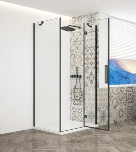 GELCO - TRINITY BLACK štvorcový kút 800x800 pravý, číre sklo, GT5680-80CR-B GT5680-80CR-B