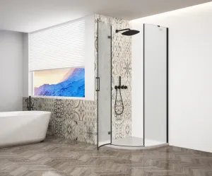 GELCO TRINITY BLACK štvrťkruhový kút 900x900 ľavý, matné sklo, GT6590ML-B GT6590ML-B