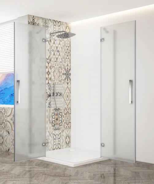 GELCO TRINITY CHROM štvorcový kút 800x800 rohový vstup, matné sklo, GT2280-80M-CH GT2280-80M-CH