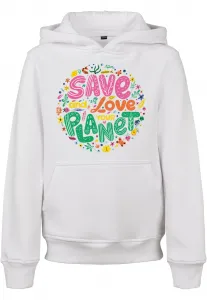 Kids Save And Love Hoody white