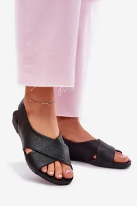 Dámske kožené sandále čierne Zazoo 40407