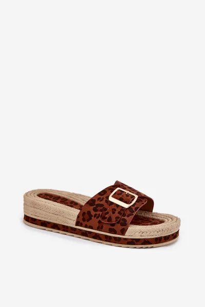 Boto Dámske Sandále Na Platforme So Zlatou Prackou Leopard Selira