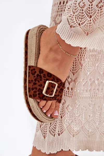 Boto Dámske Sandále Na Platforme So Zlatou Prackou Leopard Selira