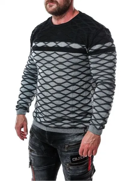 Pánsky sveter CIPO & BAXX CP228 GREY Farba: Sivá, Konfekčná veľkosť: M