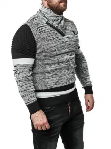 Pánsky sveter CIPO & BAXX CP250 BLACK-GREY Farba: Sivá, Konfekčná veľkosť: XXL