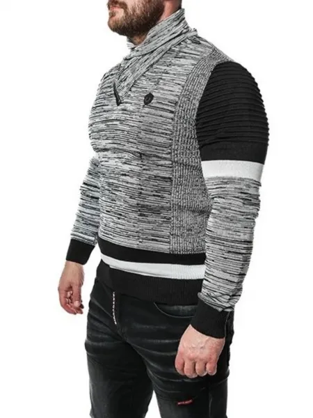 Pánsky sveter CIPO & BAXX CP250 BLACK-GREY Farba: Sivá, Konfekčná veľkosť: XXL