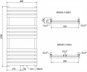 MEXEN - Jowisz vykurovací rebrík/radiátor 1200 x 600 mm, 594 W, biela W107-1200-600-00-20