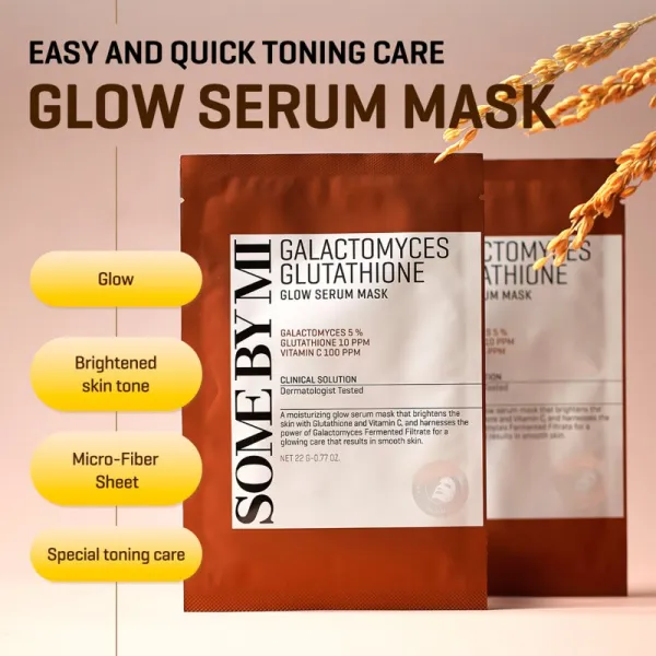 Some By Mi Galactomyces Glutathione Glow Serum Mask rozjasňujúca plátienková maska pre citlivú a suchú pleť 22 g