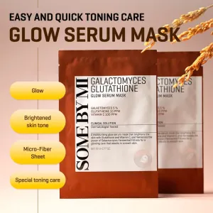Some By Mi Galactomyces Glutathione Glow Serum Mask rozjasňujúca plátienková maska pre citlivú a suchú pleť 22 g