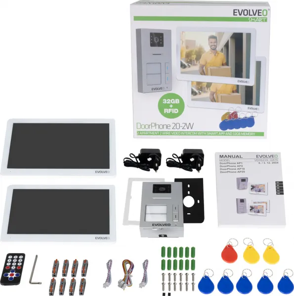 EVOLVEO DoorPhone 20-2W - 2-vodičový videotelefón s aplikáciou pre dve domácnosti a 32 GB pamäťou