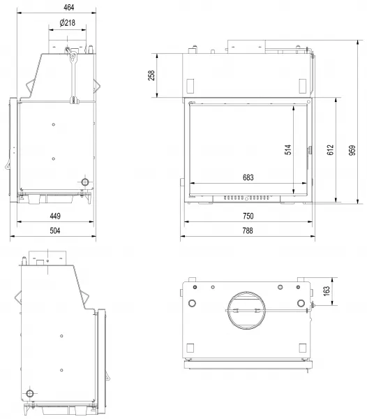 Kratki Amelia 15 kW DECO s dochladzovacou špirálou - krbová vložka s teplovodným výmenníkom AMELIA/PW/30/W/DECO