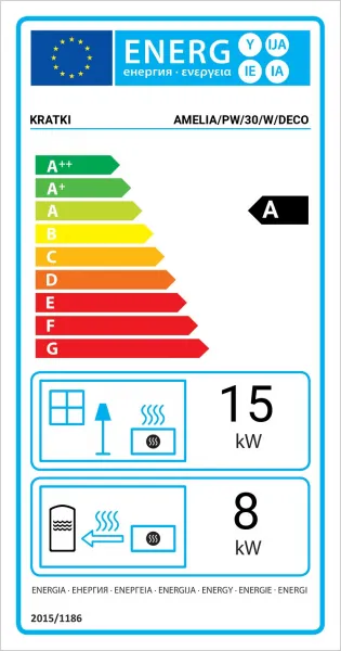 Kratki Amelia 15 kW DECO s dochladzovacou špirálou - krbová vložka s teplovodným výmenníkom AMELIA/PW/30/W/DECO