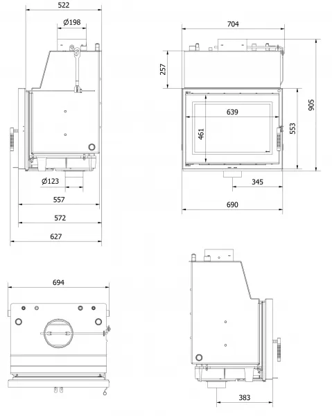 Kratki Zosia 14 kW DECO s dochladzovacou špirálou - krbová vložka s teplovodným výmenníkom ZOSIA/PW/30/W