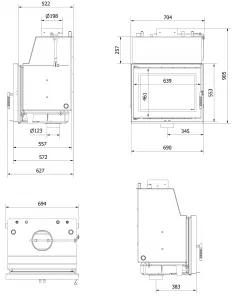 Kratki Zosia 14 kW DECO s dochladzovacou špirálou - krbová vložka s teplovodným výmenníkom ZOSIA/PW/30/W