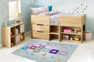 Detský koberec protišmykový BAMBINO 1075 Triedy, čísla zelený