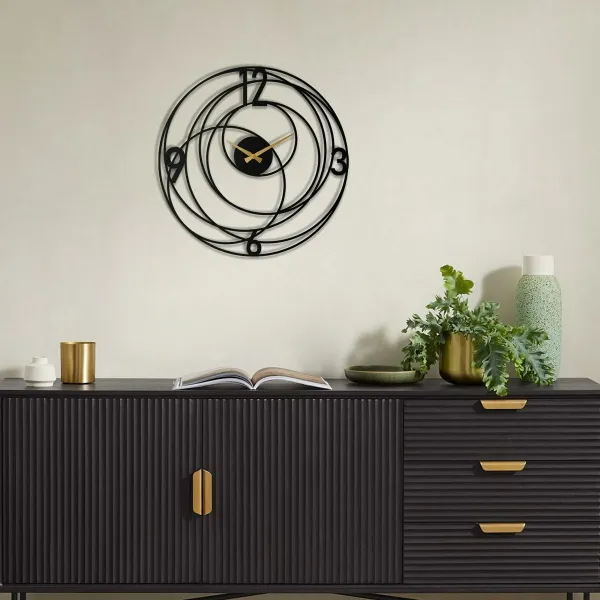Wallity Nástěnné kovové hodiny Clock Big Bang černá
