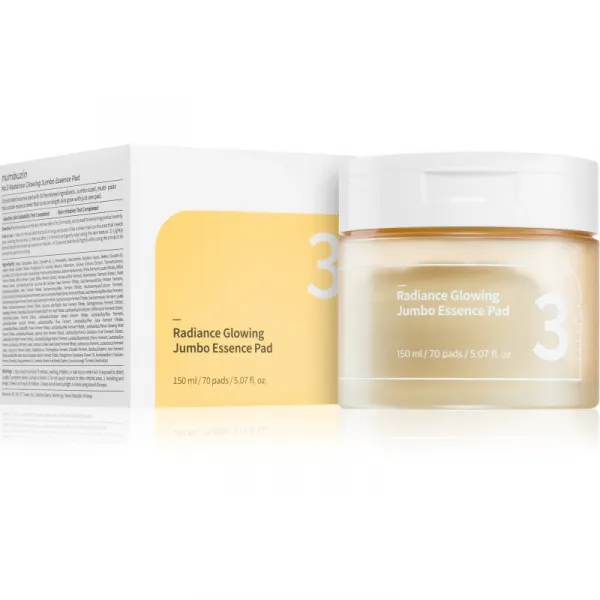 Numbuzin No. 3 Radiance Glowing Jumbo Essence Pad tonizačné vankúšiky pre rozjasnenie a hydratáciu 70 ks