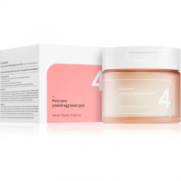 Numbuzin No. 4 Pore Zero Peeled Egg Toner Pad peelingové pleťové tampóny proti lesknutiu pleti a rozšíreným pórom 70 ks