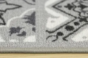 Protišmykový koberec / behúň Patchwork sivý