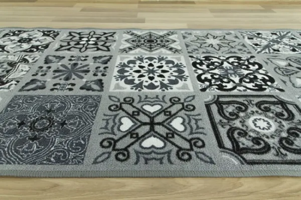 Protišmykový behúň Patchwork - sivý