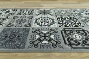 Protišmykový behúň Patchwork - sivý