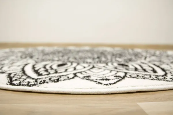 Koberec Lima G754A mandala, biely / čierny kruh