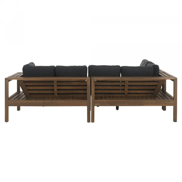 Záhradný set, akáciové drevo, hnedá/tmavosivá, PARAG