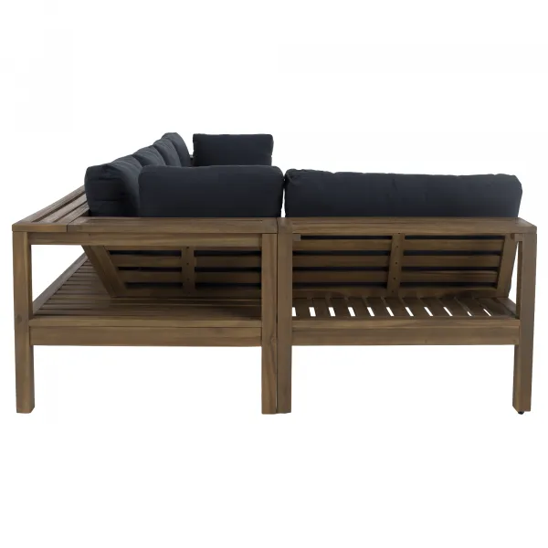 Záhradný set, akáciové drevo, hnedá/tmavosivá, PARAG