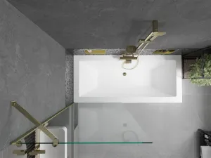 MEXEN/S - Cube obdĺžniková vaňa 170 x 80 cm s panelom + vaňová zástena 80, transparent, zlatá 550517080X9508000050