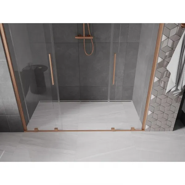 MEXEN/S - Velar Duo posuvné sprchové dvere 170, transparent, meď kartáčovaná 871-170-000-02-65